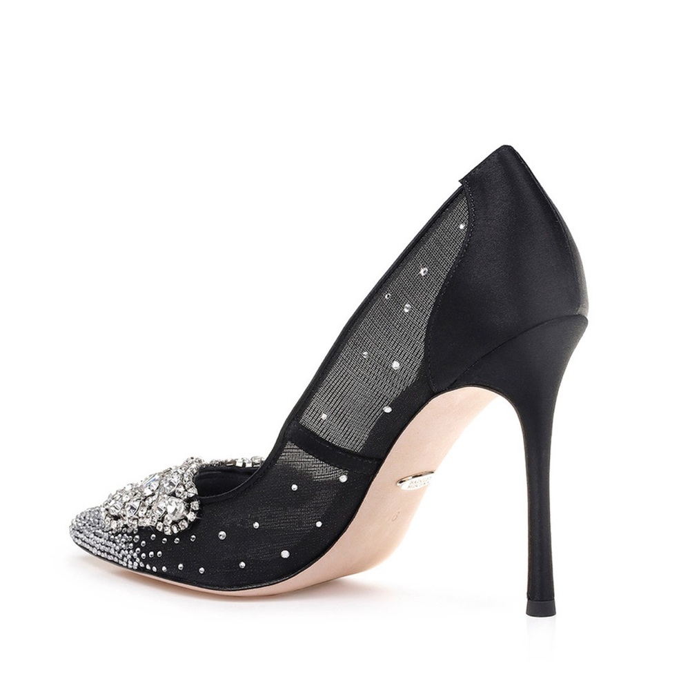 Badgley Mischka Collection - Quintana Crystal Embellished Pointed Toe Pump - Picture 2 of 12